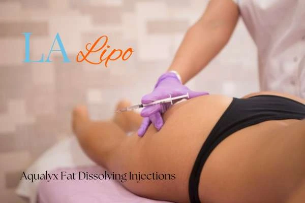 Woman having fat dissolving injections Gloucestershire on thighs