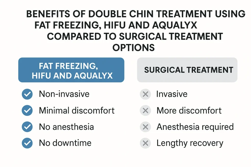 Graphic about the benefits of double chin treatment Gloucestershire - from LA LIPO