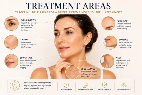 Areas of treatment for the ultimate lift tighten treatment Gloucestershire